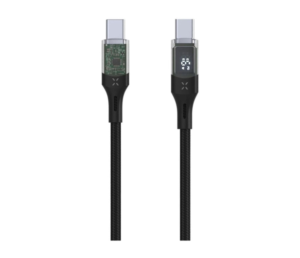 FIXED Kabel USB-C/USB-C z ekranem 1,2m PD 100W czarny - 1342389 - zdjęcie